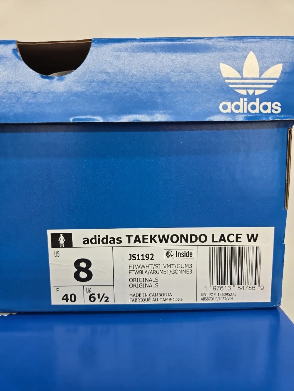 Adidas Women's Taekwondo JS1192 White Silver Metallic Gum Shoes Size 8 New